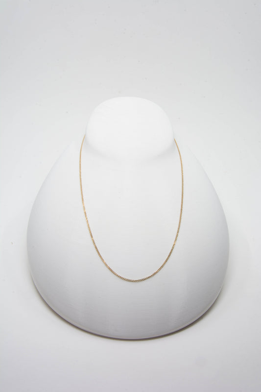 Solid 14k curbed chain necklace handmade in Asheville, NC.