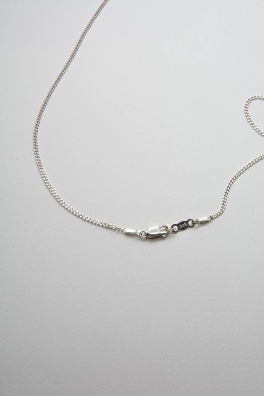 Solid sterling silver 925 curbed chain necklace handmade in Asheville, NC.