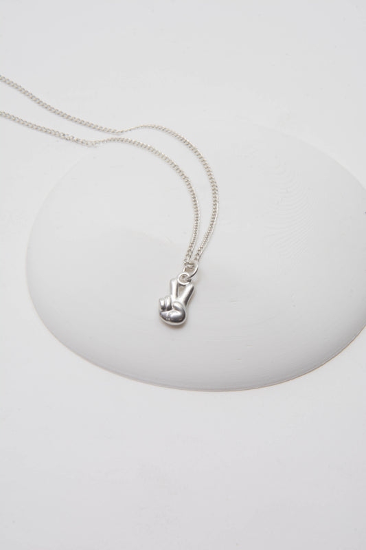 Solid sterling silver 925 peace sign charm necklace handmade in Asheville NC.