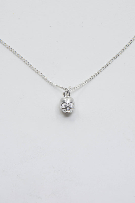 Solid sterling silver 925 skull charm necklace handmade in Asheville NC.