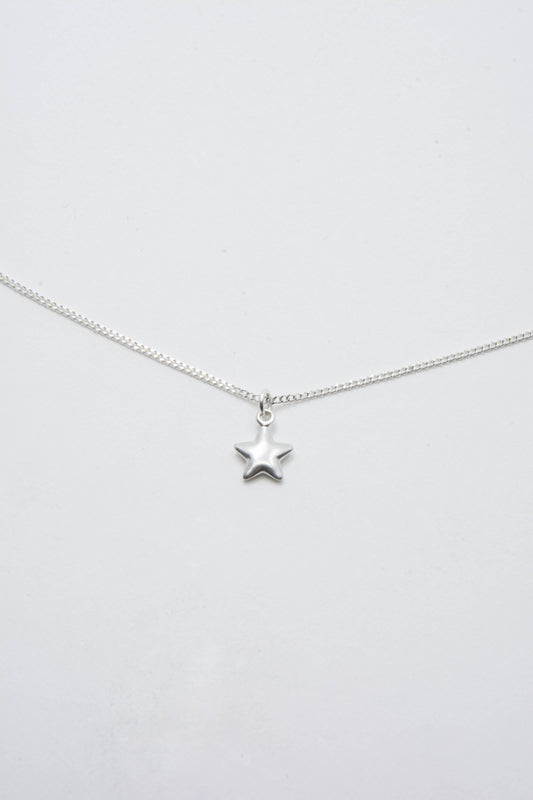 Solid sterling silver 925 star charm necklace handmade in Asheville NC.