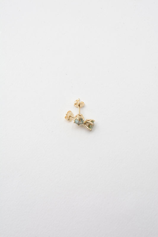 Solid 14k stud earrings with Montana sapphires handmade in Asheville NC.