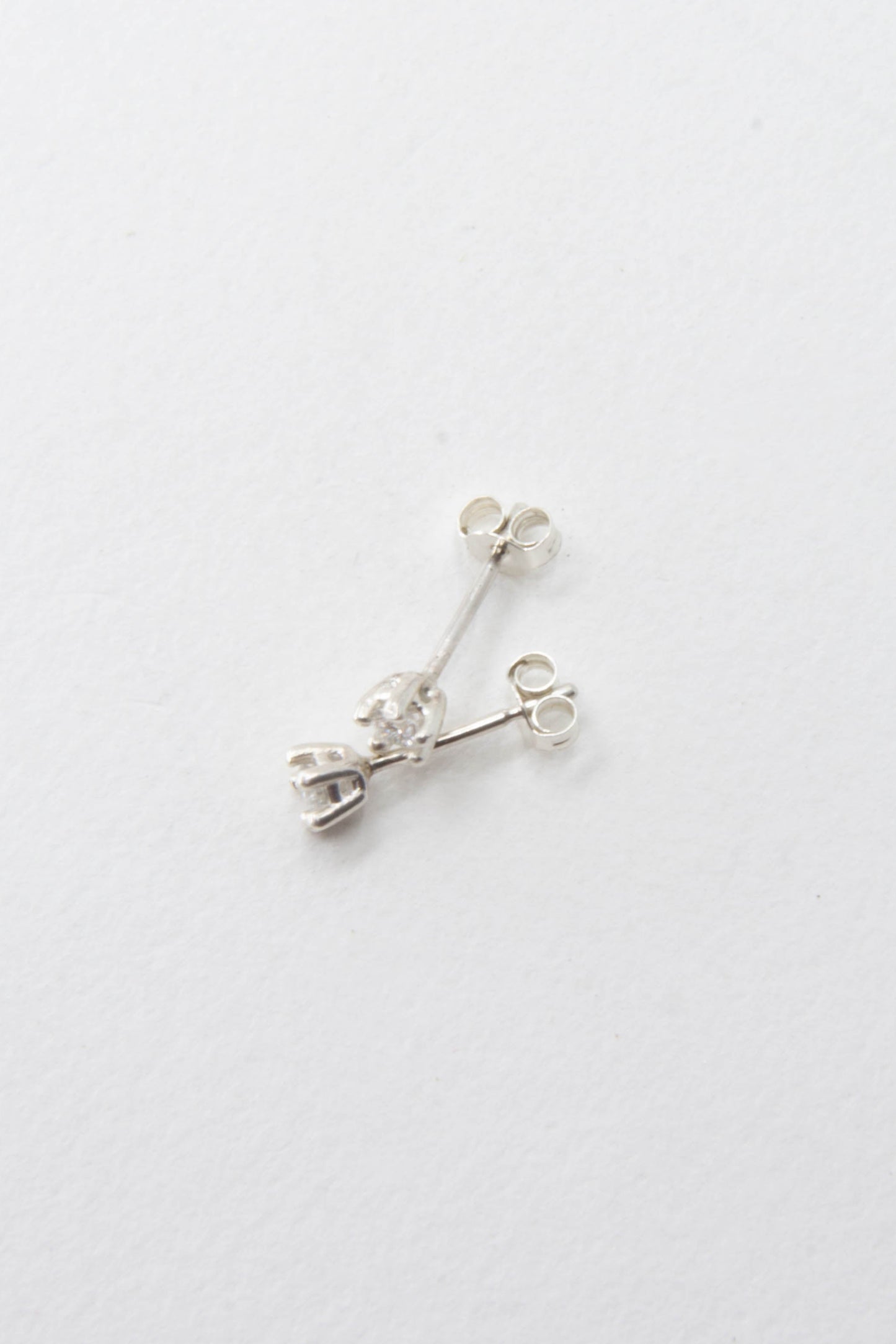 Solid sterling silver 925 stud earrings with lab-grown diamonds handmade in Asheville NC.