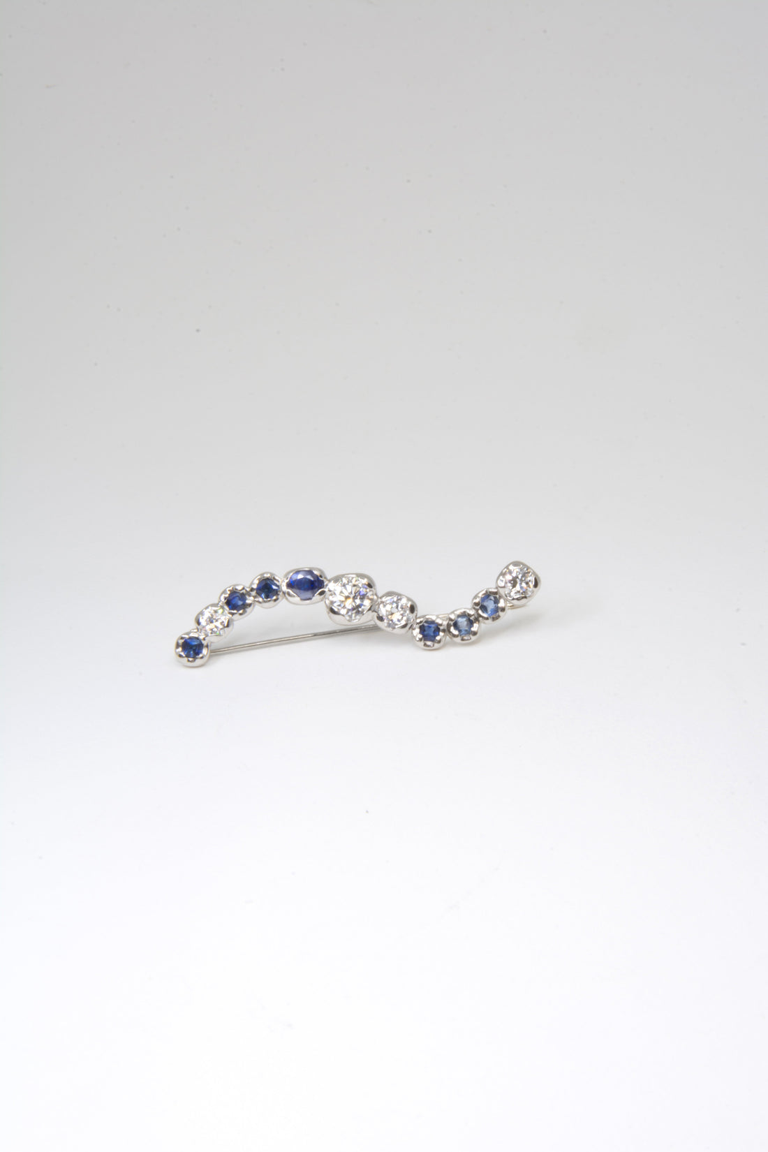 "Something Blue" 950 Platinum, Sapphire, Diamond, 18k White Gold