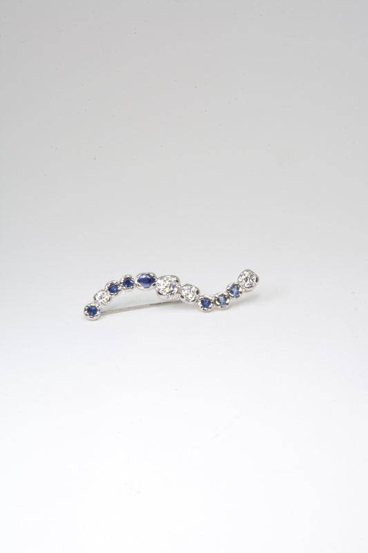 "Something Blue" 950 Platinum, Sapphire, Diamond, 18k White Gold