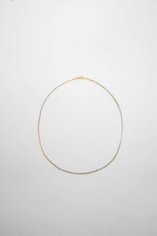 Solid 14k gold curbed chain necklace handmade in Asheville, NC.