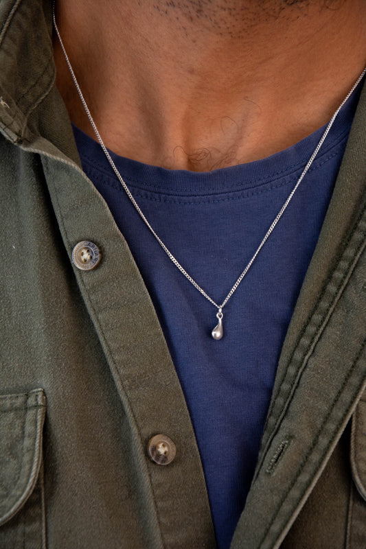 Solid sterling silver 925 drop charm necklace handmade in Asheville NC. 