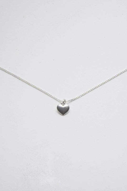 Solid sterling silver 925 heart charm necklace handmade in Asheville NC. 