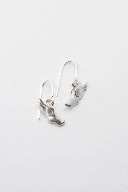 Solid sterling silver 925 Hermes running foot charm earrings handmade in Asheville, NC. 