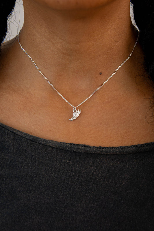 Solid sterling silver 925 Hermes foot charm necklace handmade in Asheville NC. 