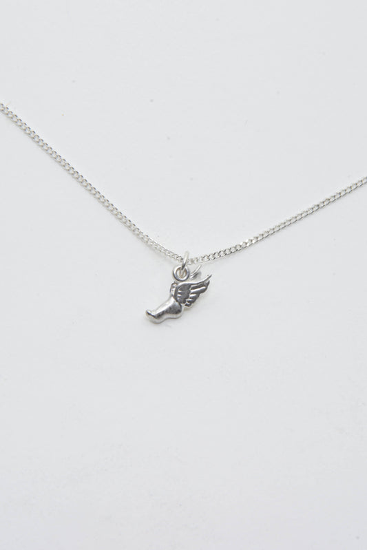 Solid sterling silver 925 Hermes running foot charm necklace handmade in Asheville NC. 