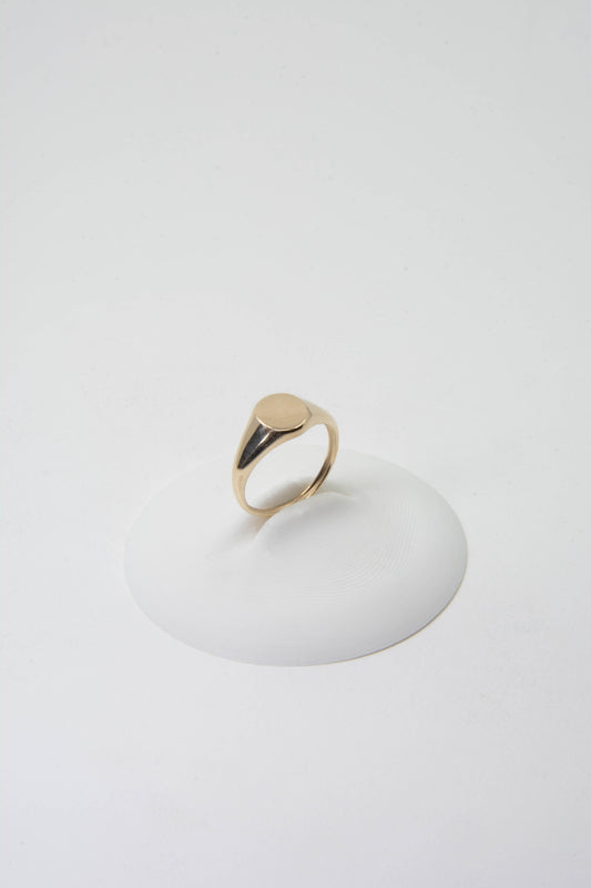 Solid 14k gold signet ring handmade in Asheville, NC. 