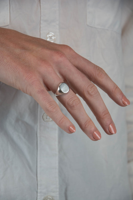 Solid sterling silver 925 signet ring handmade in Asheville, NC. 