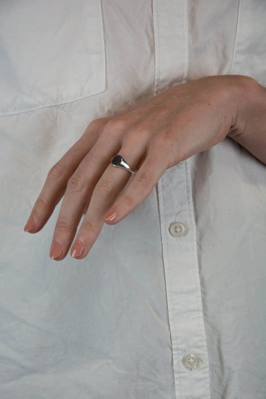 Solid sterling silver 925 signet ring handmade in Asheville, NC. 