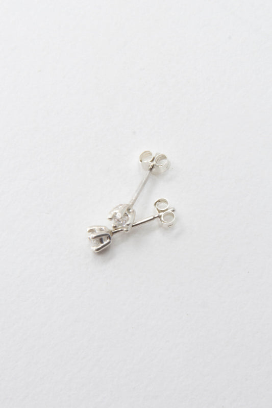Solid sterling silver 925 stud earrings with lab-grown diamonds handmade in Asheville NC. 